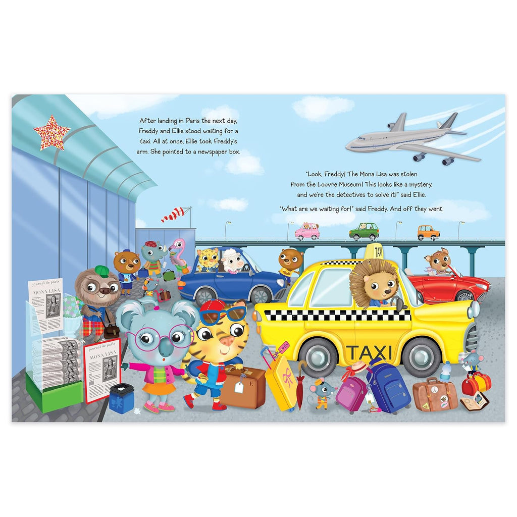 Seek & Find with Freddy and Ellie, 4 Book Set. Includes Dinosaurs, Outer Space, The Case of the Missing Mona Lisa, and The Secret of the Roman Colosseum