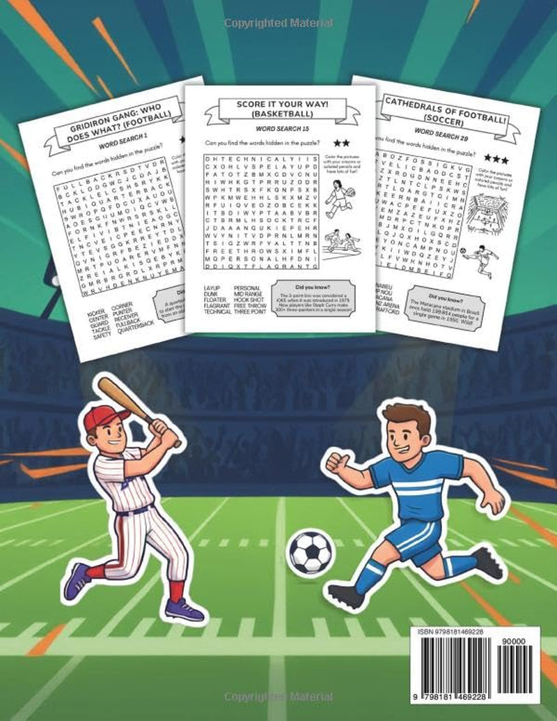 Sports Word Search for Kids Ages 8-12: 100 Word Search Puzzles on Football, Soccer, Basketball, Baseball & More | Coloring Pages, Fun Facts & Solutions Included (Curious Minds Word Search Series)