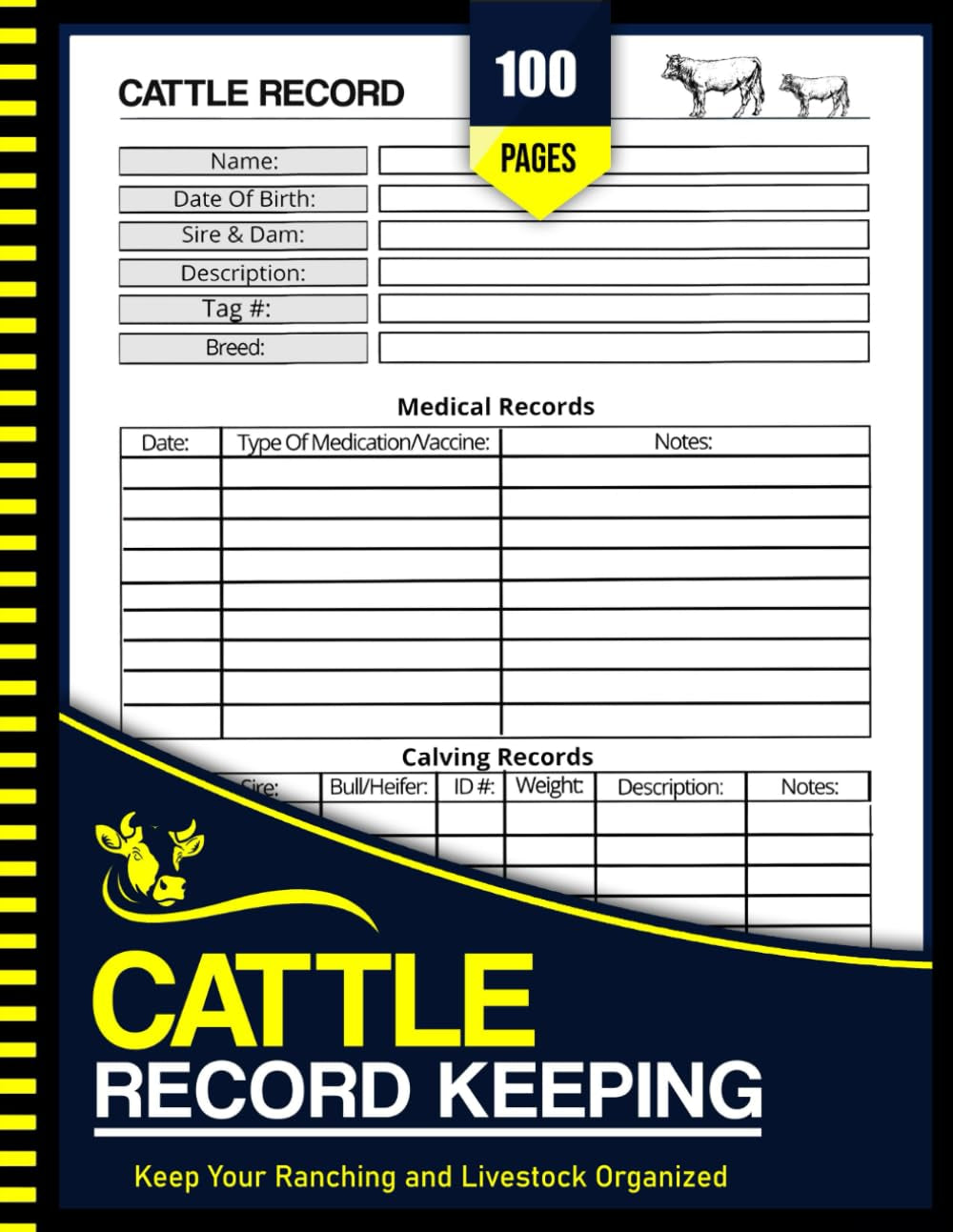 Cattle Record Keeping Book: Cattle Record Keeping Cow Calf Log Book | Cattle Breeding, Calving, and Livestock Record Keeping Book | Cow Income & Expense Ledger Immunizations Book