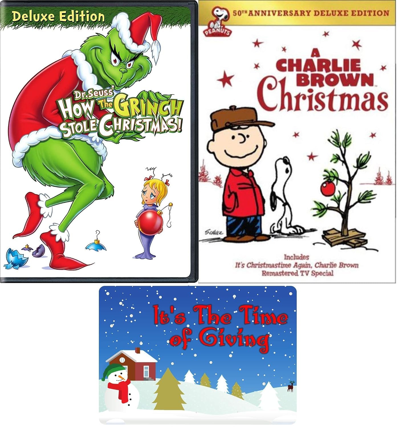A Charlie Brown Christmas / How The Grinch Stole Christmas: Deluxe DVD Bundle with Bonus Art Card