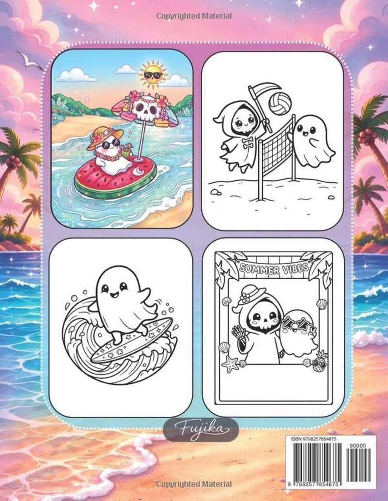 Creepy Summer: A Cute and Creepy Coloring Book for Adults and Teens: 50 Unique Kawaii Horror Designs with Beach Ghosts, Spooky Tropical Scenes, and Adorably Haunted Summer Vibes