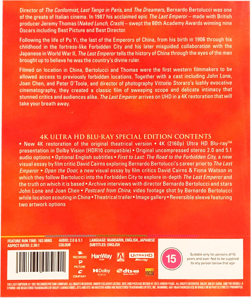 The Last Emperor (Reversible cover) [4K Ultra HD] [Region Free]