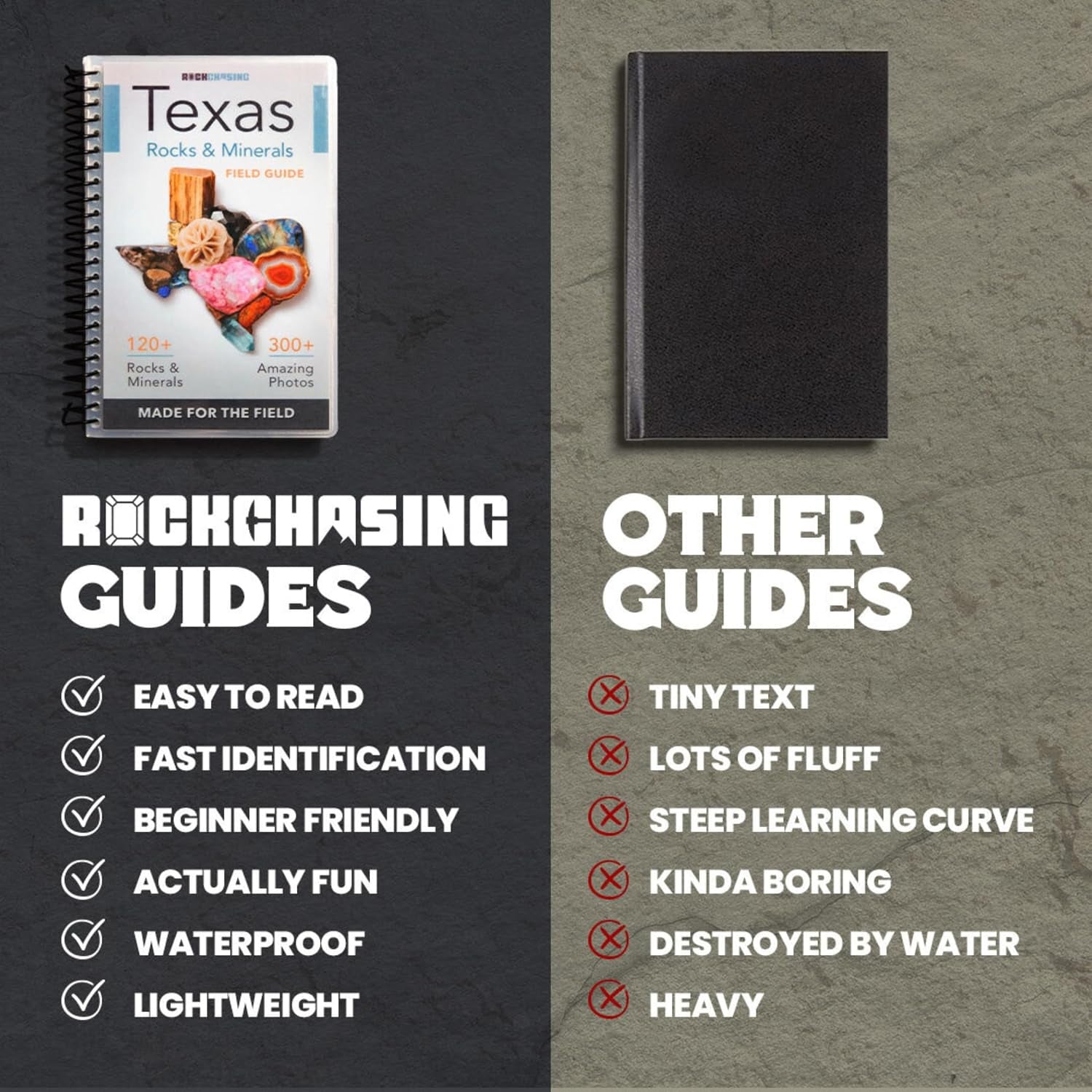 Texas Rocks And Minerals Identification Field Guide | Waterproof | Easily Find & Identify Texas Crystals, Gems, Geodes, and Rocks | Rockhounding Book For Beginners, Kids, & Experts