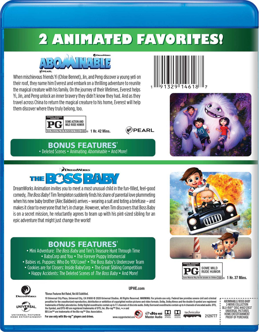 Abominable / The Boss Baby Double Feature [Blu-ray]