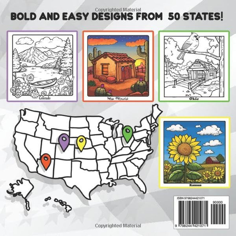 State Landscapes: Coloring Book for Adults and Kids, Bold and Easy Designs Featuring Scenic Nature Scenes, Animals, Cozy Cabins and More! (Creative Journey)