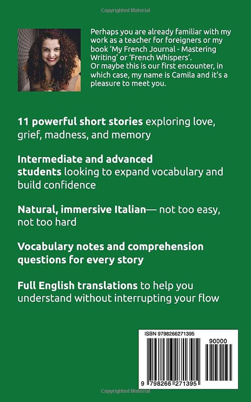 Short Stories in Italian on Love, Loss and Lunacy B1-B2 levels with vocabulary, exercises and translations: for Intermediate Learners!