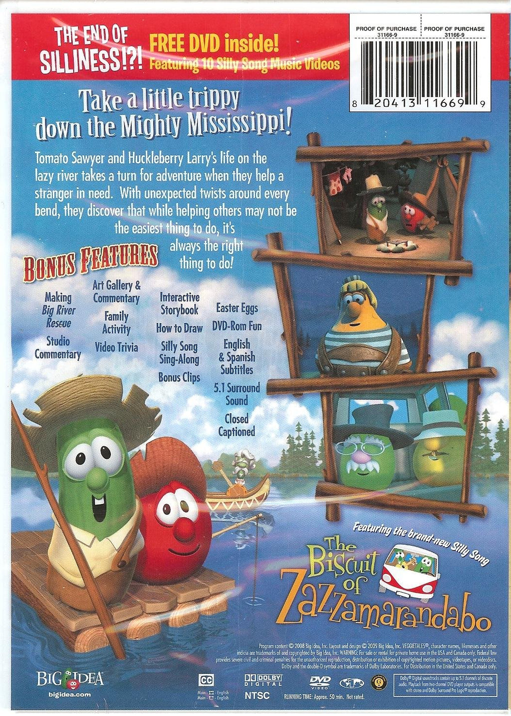 Veggie Tales DVD - Tomato Sawyer and Huckleberry Larry's Big River Rescue with Bonus DVD Featuring 10 Silly Songs