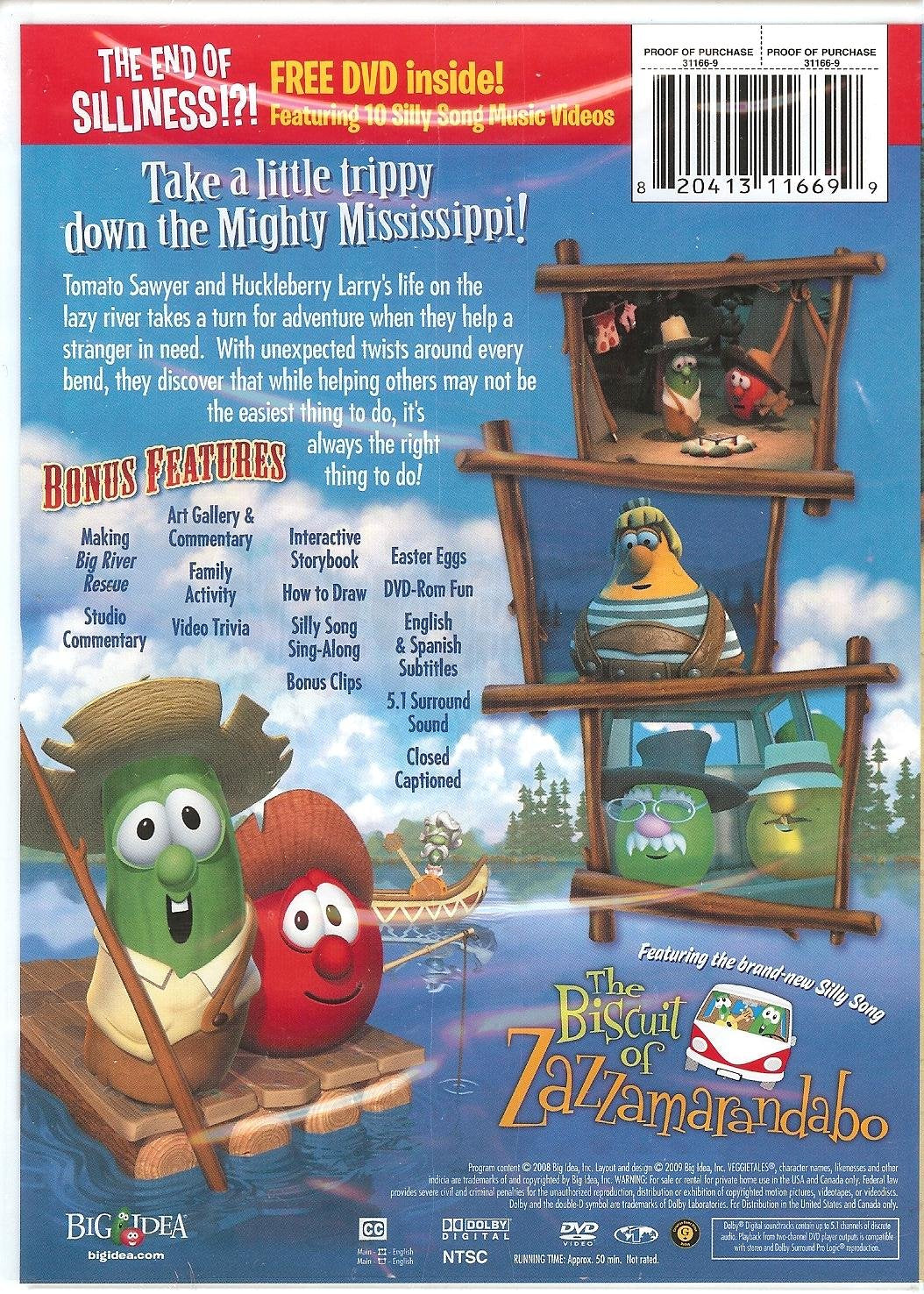 Veggie Tales DVD - Tomato Sawyer and Huckleberry Larry's Big River Rescue with Bonus DVD Featuring 10 Silly Songs