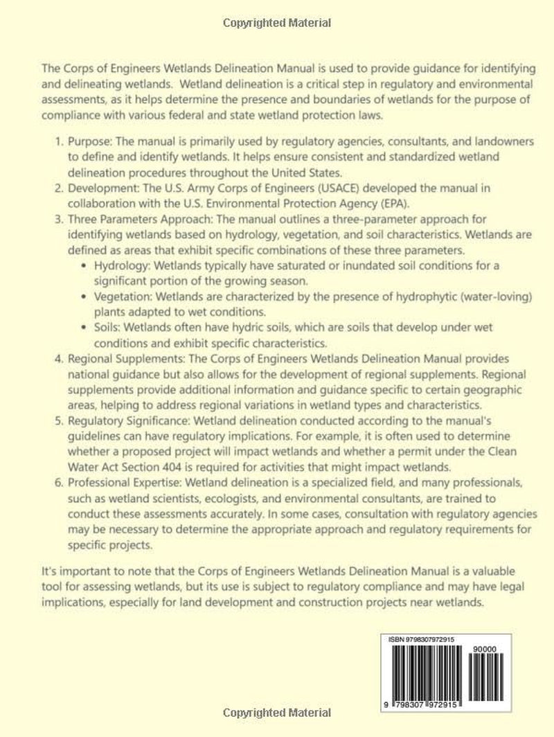 The Corps of Engineers Wetlands Delineation Manual: January 1987 - Final Report