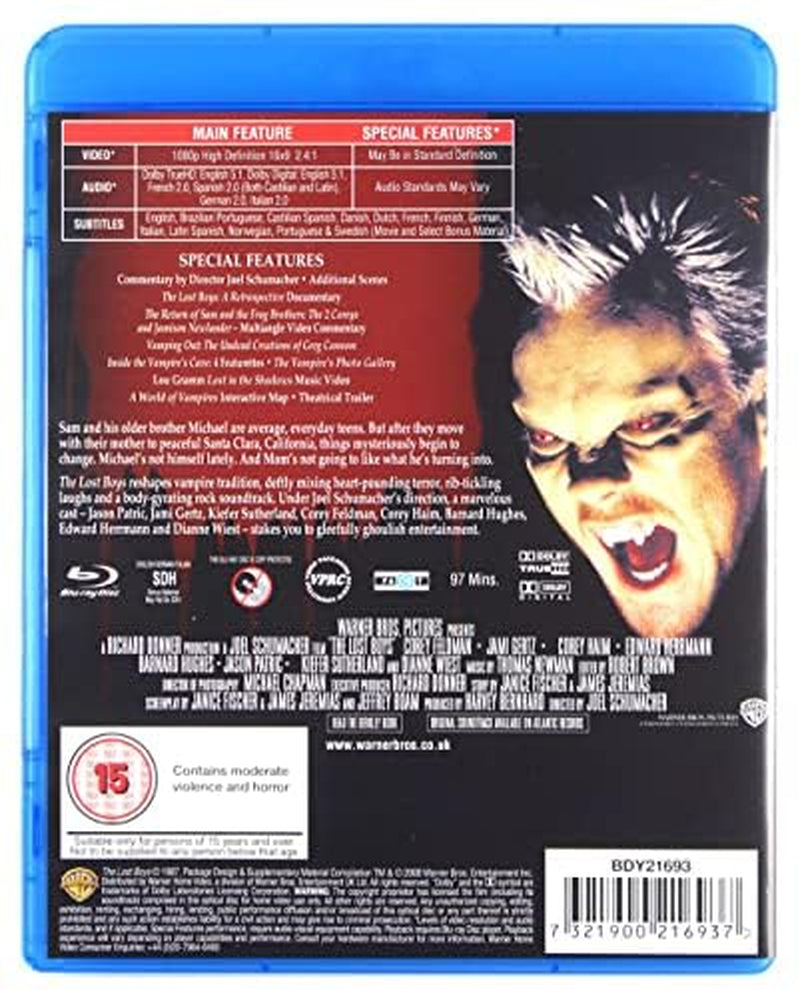 The Lost Boys Blu-ray, 1987 Classic Vampire Film, Starring Kiefer Sutherland, Corey Haim, Region Free