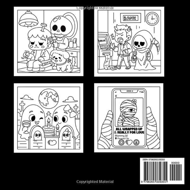 Spooky Funny, Creepy Silly Friends Coloring Book: Hilarious Spooky Characters & Moments Illustrations For Adults, Teens, Kids