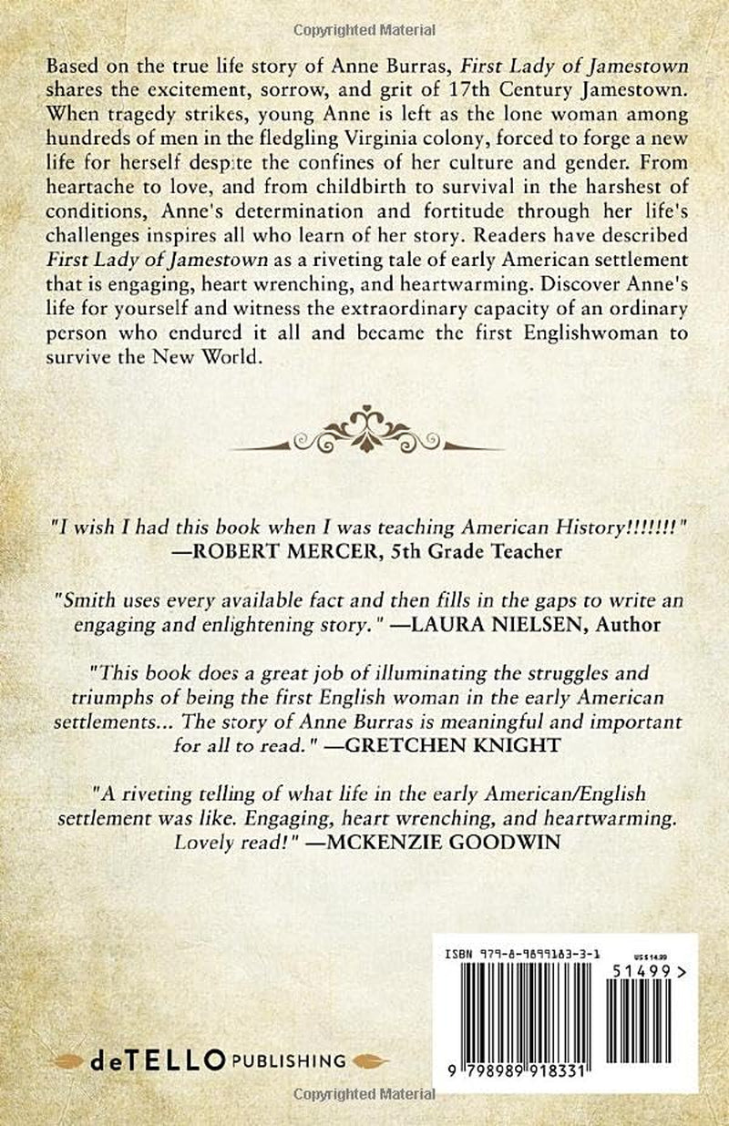 First Lady of Jamestown: A YA Historical Fiction Novel Based on the Life and Adventures of Anne Burras, the First Englishwoman to Survive the New World