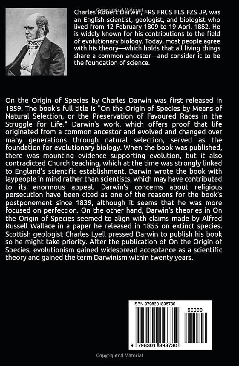 On the Origin of Species: by Means of Natural Selection, or the Preservation of Favoured Races in the Struggle for Life