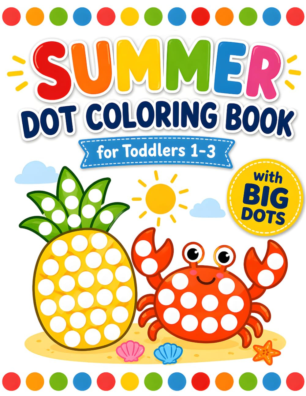 Summer Dot Coloring Book for Toddlers 1-3: 40 Easy Big Dot Marker Activities with Beach Items, Ocean Animals, Ice Cream, and Others - Perfect for Learning Seasonal First Words