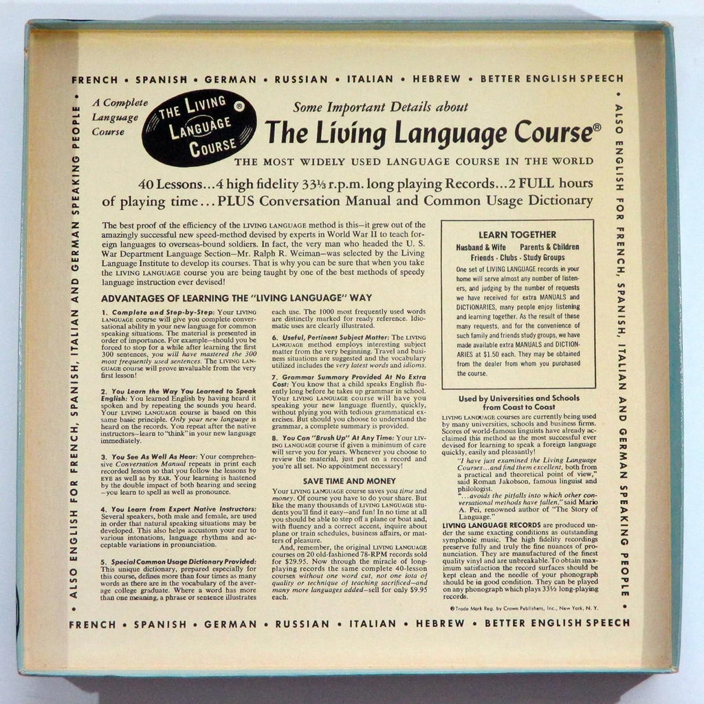 Living SPANISH - A Complete Language Course - 40 Lessons Complete on 4 LP Albums - 2 Books