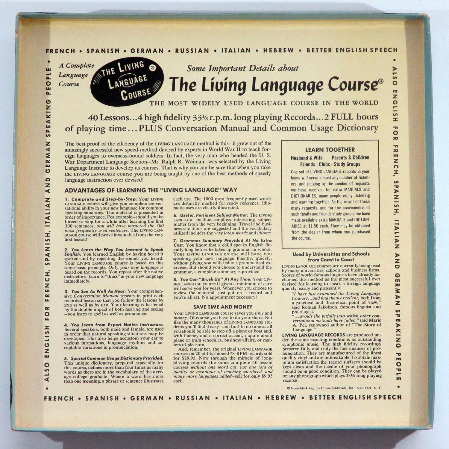 Living SPANISH - A Complete Language Course - 40 Lessons Complete on 4 LP Albums - 2 Books