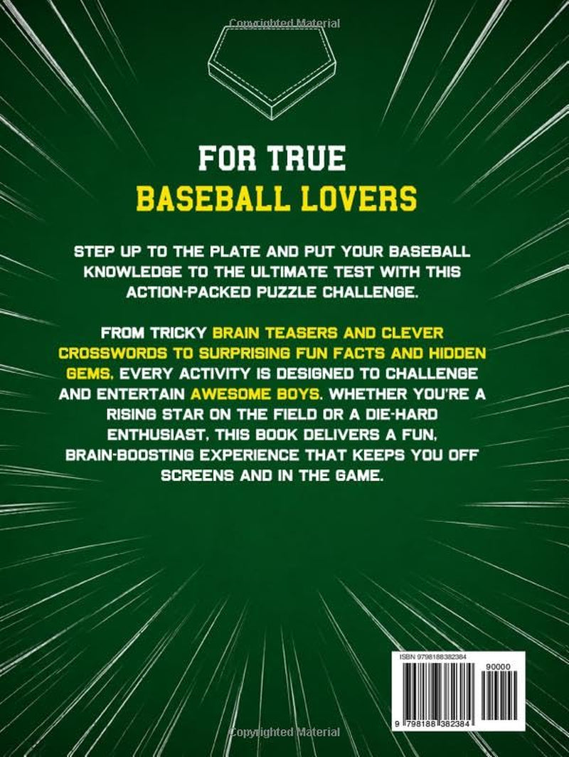 The Baseball Lovers Activity Book for Awesome Boys: 101 Tricky Brain Teasers, Fun Facts, Crosswords, and More Clever Puzzles | Gifts for Boys 8-12 (Unique Sports Fan Gifts)