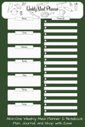 Weekly Meal Planner: Blank Meal Organizer | Grocery List | Empty Recipe Book | Kitchen Notebook |