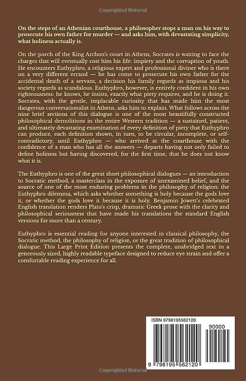 EUTHYPHRO: Large Print Edition