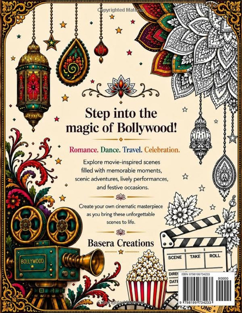 Bollywood Coloring Book: Movie-Inspired Scenes of Romance, Dance, Travel, and Celebration