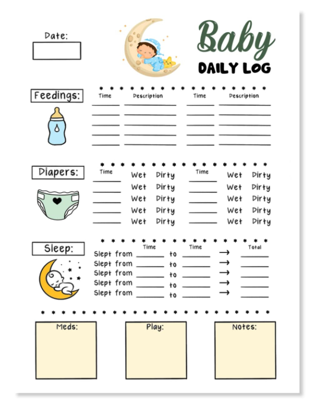 Baby's Daily Log Book For Newborns: Newborn Baby Log Tracker Journal Book, first 100 days baby logbook, Baby's Eat, Sleep and Poop Journal, Infant ... Breastfeeding Record Tracking Chart 100 Sheet
