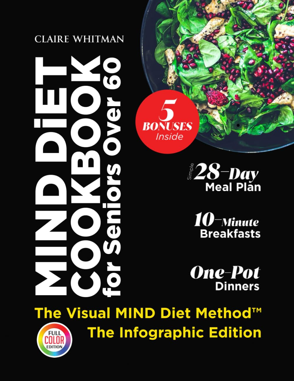 MIND Diet Cookbook for Seniors Over 60: Memory Support Easy Brain-Healthy Meals, 10-Minute Breakfasts, One-Pot Dinners, and Simple 28-Day Plan