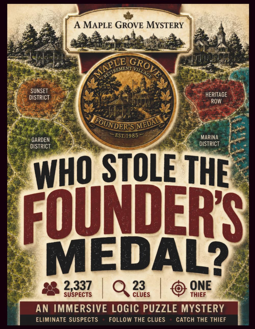 A Maple Grove Mystery: Who Stole the Founder's Medal?: An Immersive Logic Puzzle Mystery. Eliminate Suspects. Follow the Clues. Catch the Thief. ... Mysteries: Immersive Logic Puzzle Mysteries)