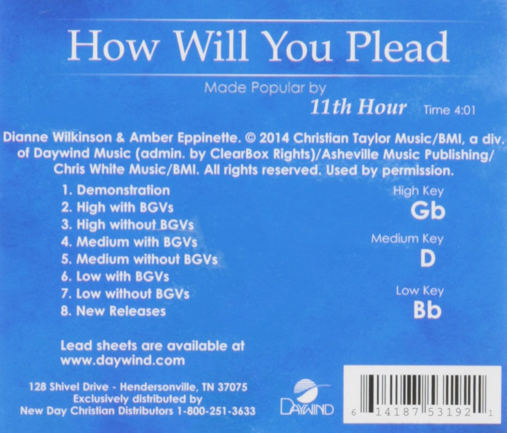 How Will You Plead? Accompaniment/Performance Track Daywind Soundtracks