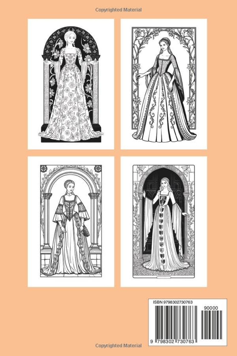 Medieval Gowns Coloring Book: 25 Unique Fashion Designs for Creativity and Relaxation (Eva Quinn Studio)