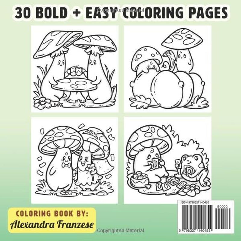 Simple Mushrooms Coloring Book: Easy and Bold Adorable Woodland Characters to Color, Great for Any Age to Enjoy, Relaxing and Stress Relief Activities (Easy Coloring Books)