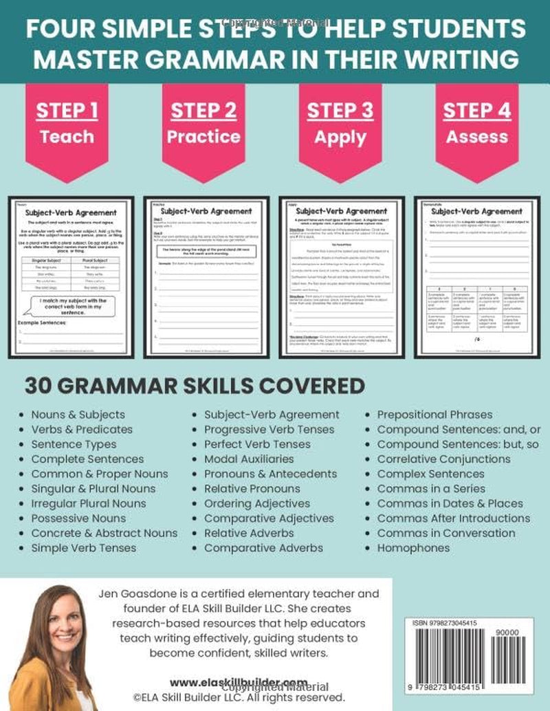 Grade 3 Grammar Curriculum Workbook: Daily Grammar Lessons, Practice & Assessment for 3rd Grade, Homeschool ELA Curriculum (Elementary Grammar & Writing Workbooks)