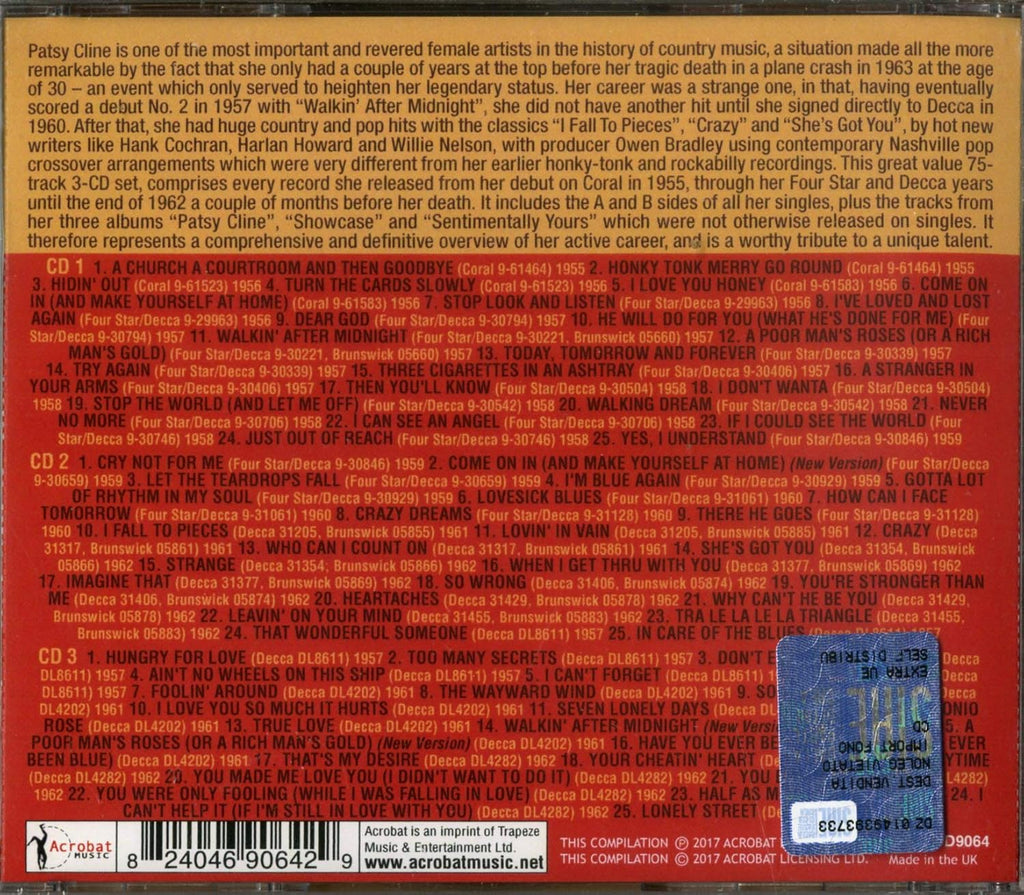 Patsy Cline ‎– The Complete Releases 1955-62