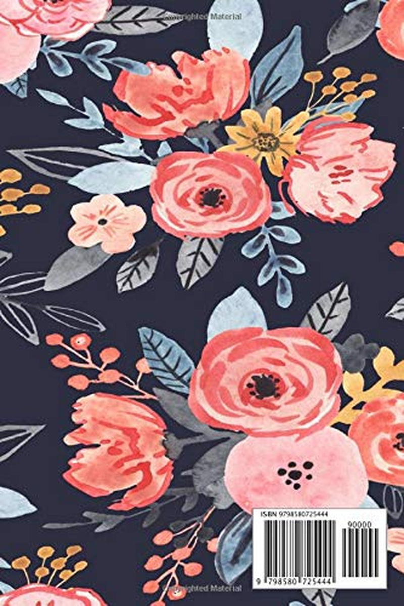 Navy Floral Day Planner: Lined Undated Daily Task Planner with hourly schedule | to do check box |. water and food tracker for self care | goal tracker (Daily Planner Undated)