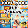 Cozy Nook Ink Tracing: Reverse Coloring Book for Adults - Trace the White Lines to Reveal Warm, Whimsical Spaces - Just One Black Pen