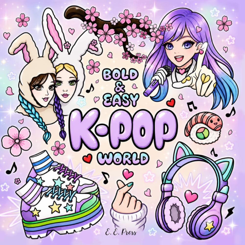 K-Pop World Bold & Easy Coloring Book: A Magical Fantasy Tour For Music & Fashion Fans. Adventure Through Korean & Asian Pop Culture.
