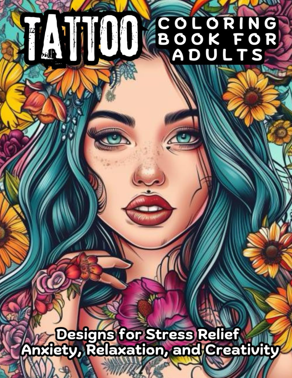 Tattoo Coloring Book for Adults: Designs for Stress Relief, Anxiety, Relaxation, and Creativity - Traditional, Vintage, Modern, and Old School Sketches for Beginners and Professionals, Men and Women
