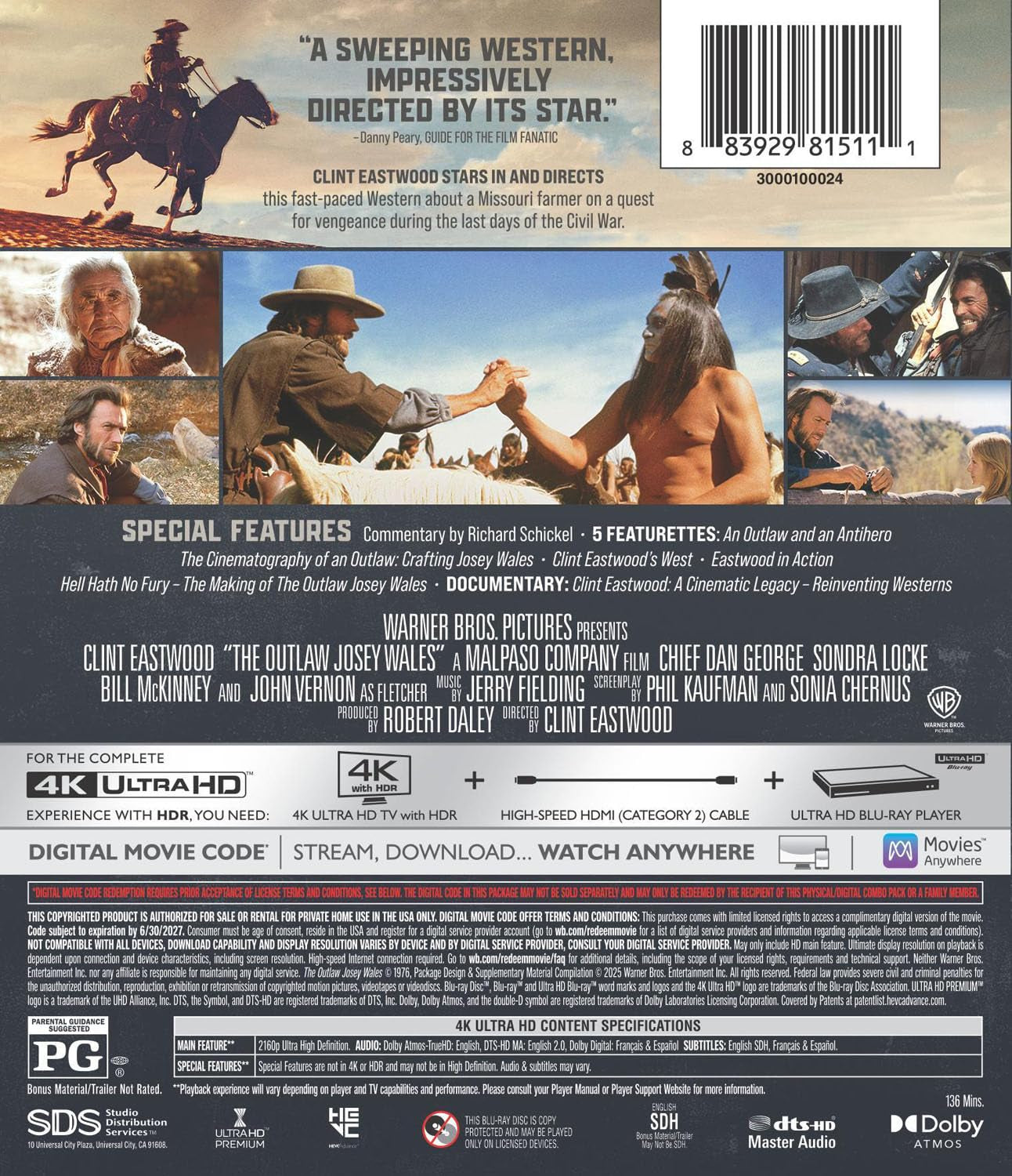 The Outlaw Josey Wales (4KUHD + Digital)