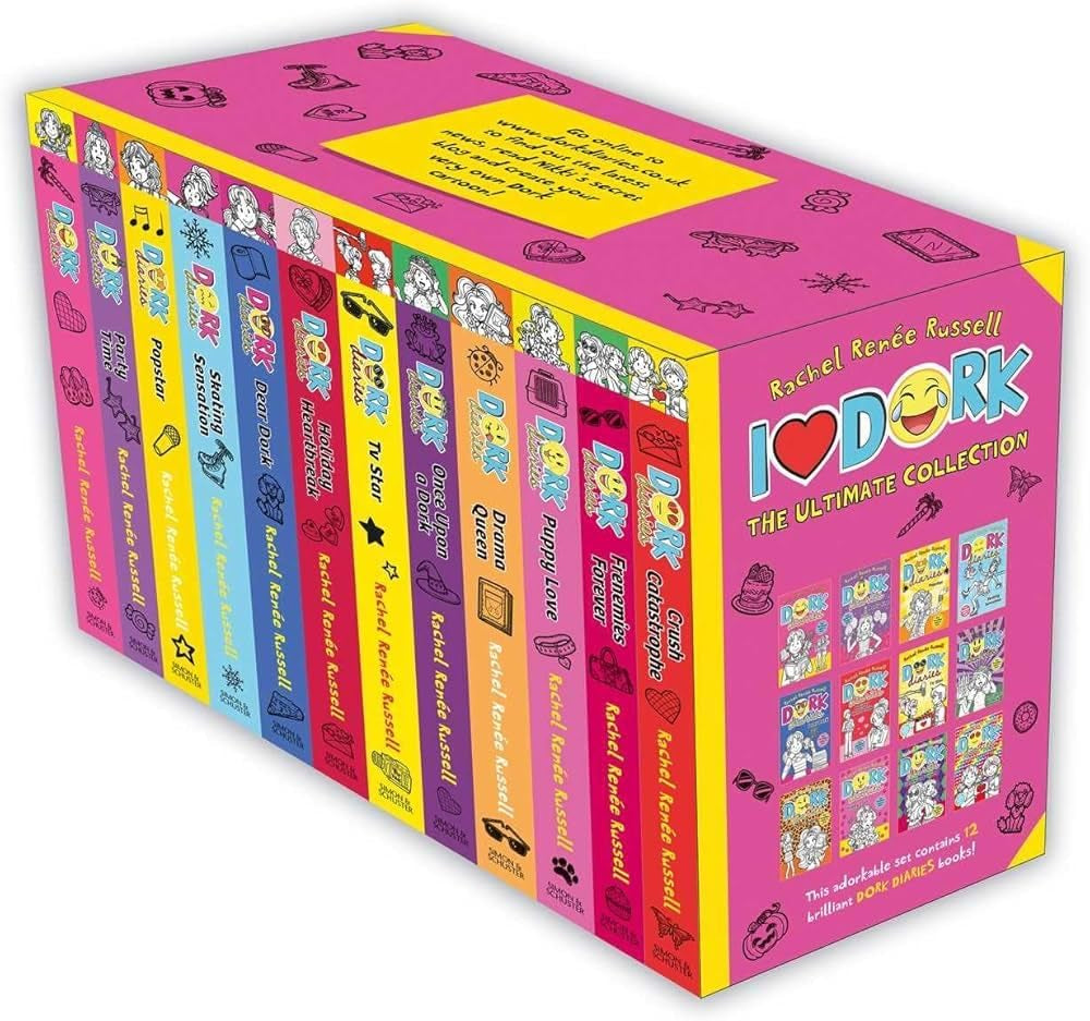 Dork Diaries Series Books 1–12 Box Set by Rachel Renée Russell – Complete 12-Book Collection (I Love Dork Edition, Kids Diary Fiction Ages 9–14)