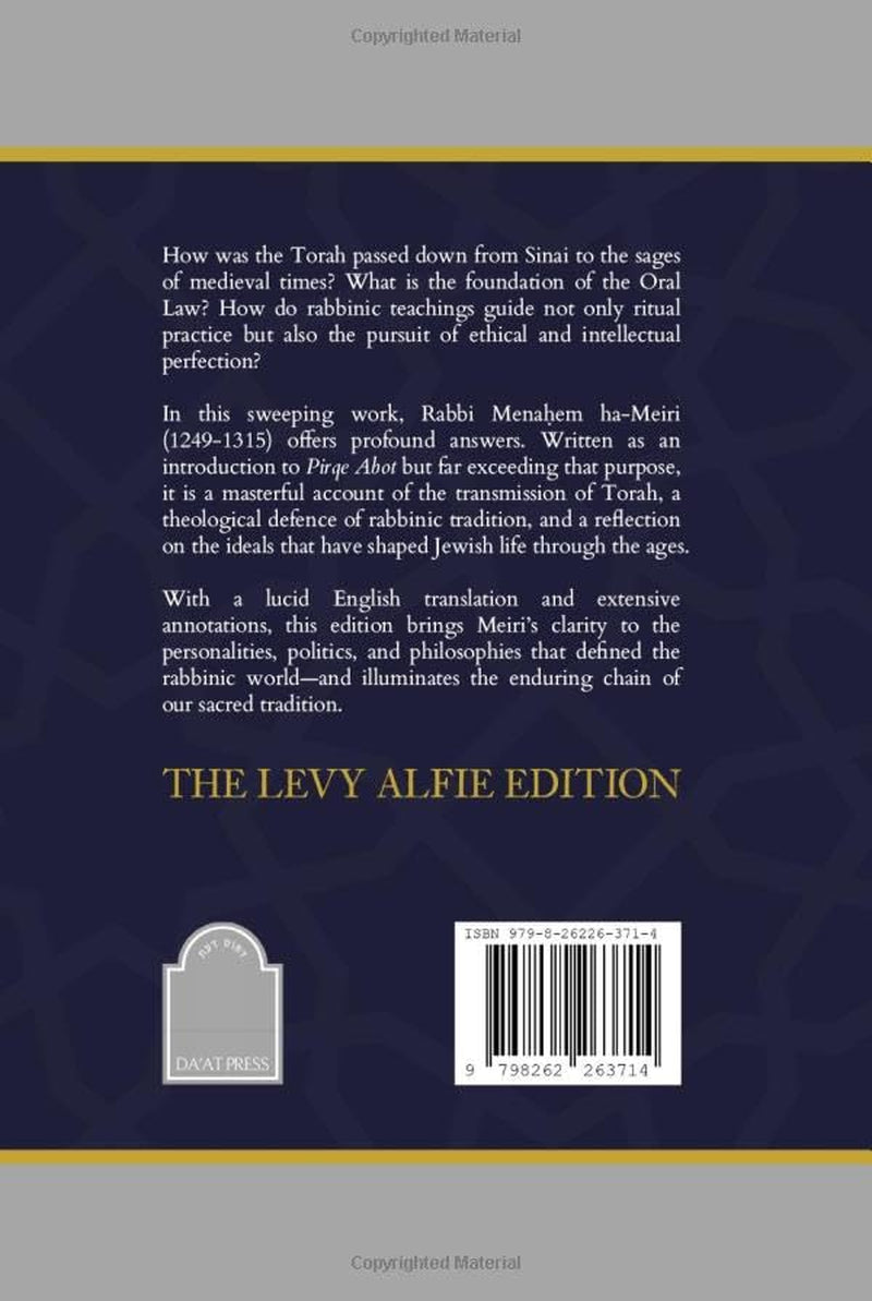 The Chain of Tradition: The Meiri's Introduction to Pirqe Abot
