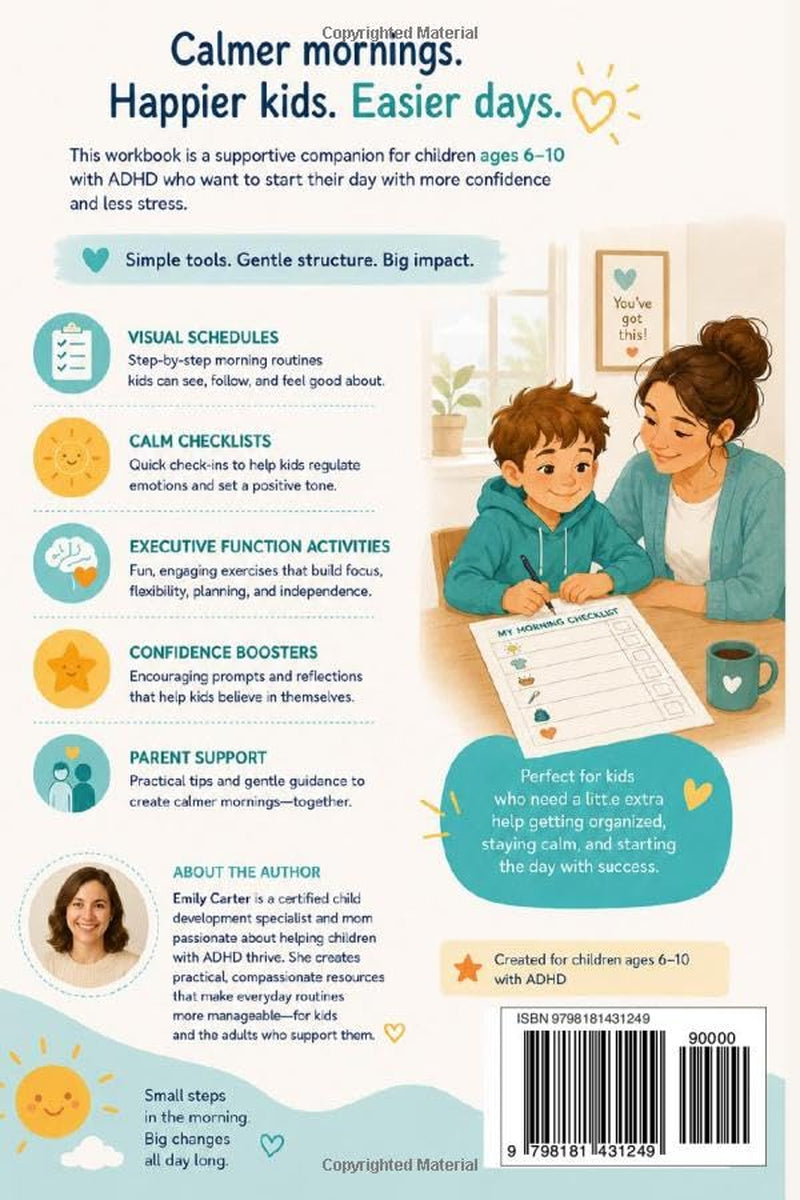 ADHD Morning Routine Workbook for Kids: Calm, Visual and Easy Daily Routines for Children Ages 6-10 | Checklists, Rewards and Executive Function Activities
