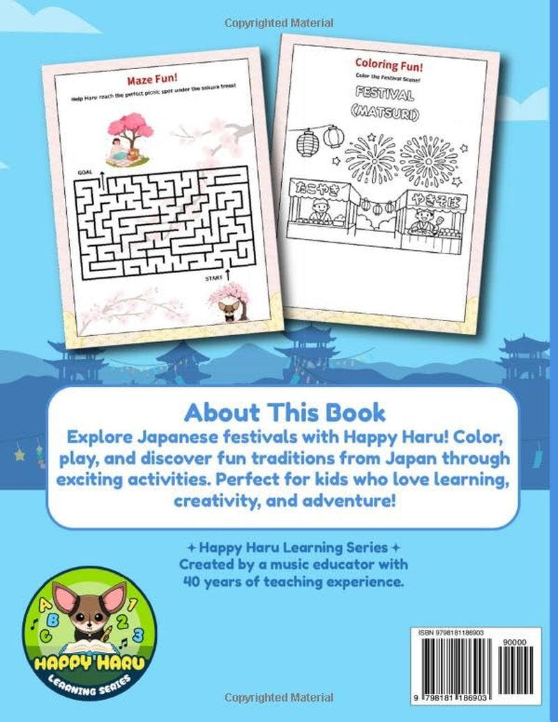 Japan Activity Book for Kids: Explore Japanese Festivals through Coloring, Mazes, Puzzles & Paper Crafts with Happy Haru