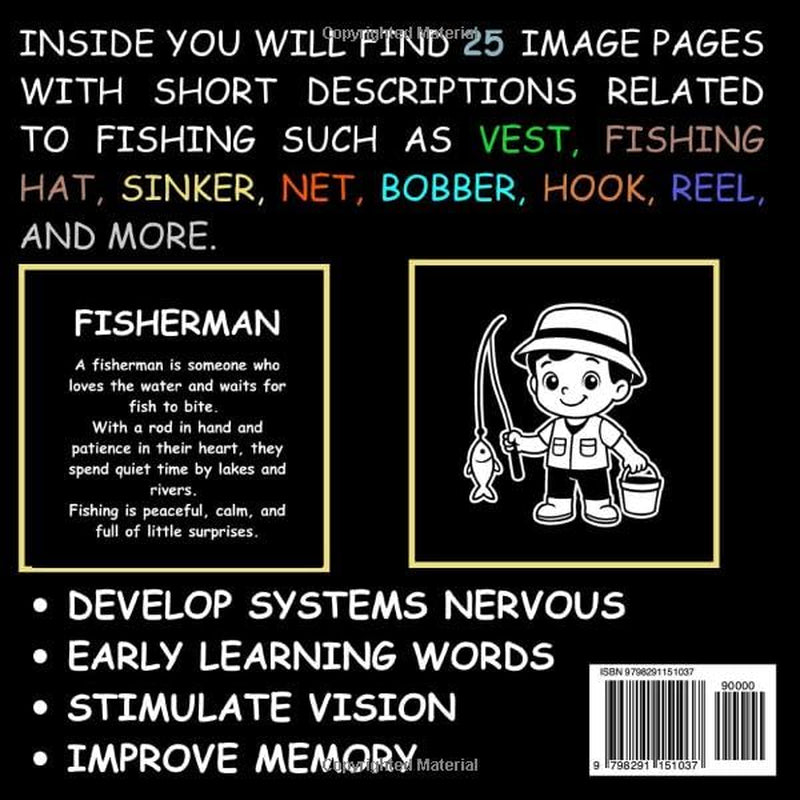 My first Fishing High Contrast Baby Book for Newborns 0-12 Months: Black and White Fishing Themed Pictures to Develop Infant Eyesight | Visual Sensory Stimulation Gift for Kids & Future Anglers