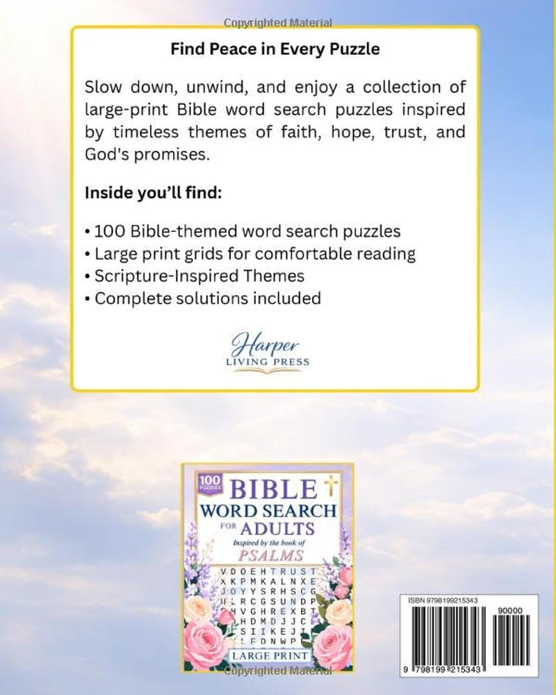Bible Word Search for Adults: 100 Large Print Puzzles Inspired by Faith and Hope | Christian Scripture Word Search for Adults and Seniors