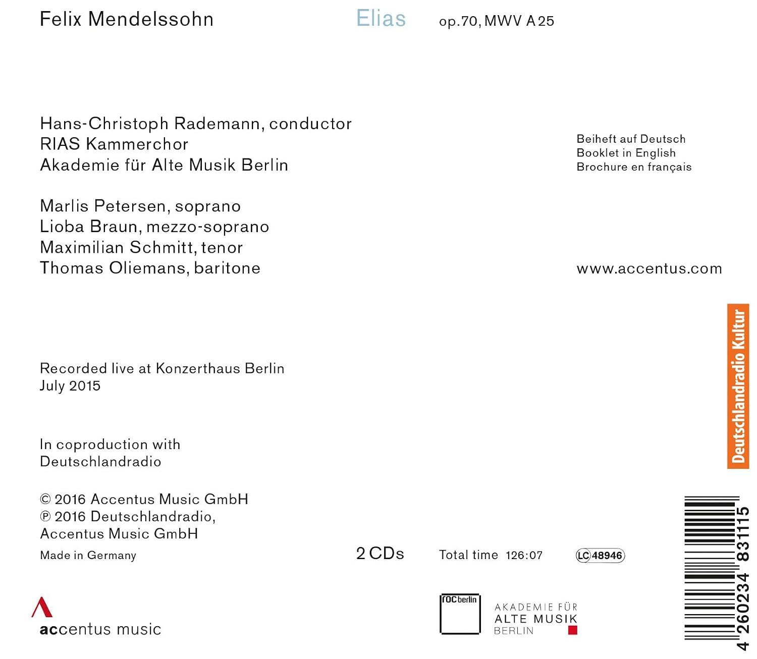 Mendelssohn: Elias Op.70