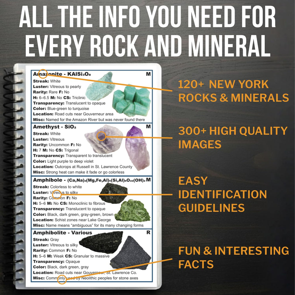 New York Rocks and Minerals Identification Field Guide | Waterproof | Easily Find & Identify New York Rocks, Minerals, Crystals, and Gems | Ideal for Rockhounds, Hikers, Beginners & Kids