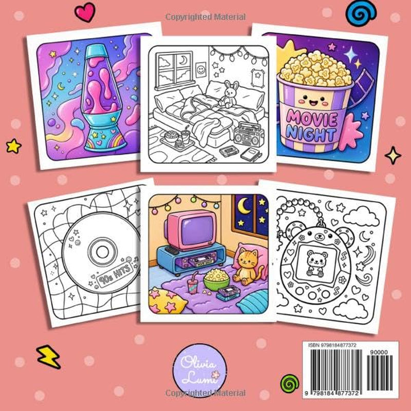 90s Nostalgia Coloring Book: Cute Bold and Easy Retro Designs Featuring Fun Throwback Objects, Gadgets, Snacks for Relaxation, Creativity, and Stress Relief (Cute Coloring Books)